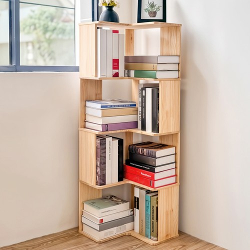 Open corner bookshelf wood - open,