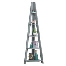 Grey Corner Bookcase Ladder